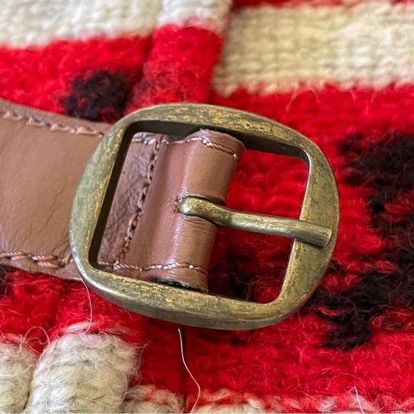 Sandro Wool Blend Patterned Coat Red Black Ivory Small - Picture 14 of 16